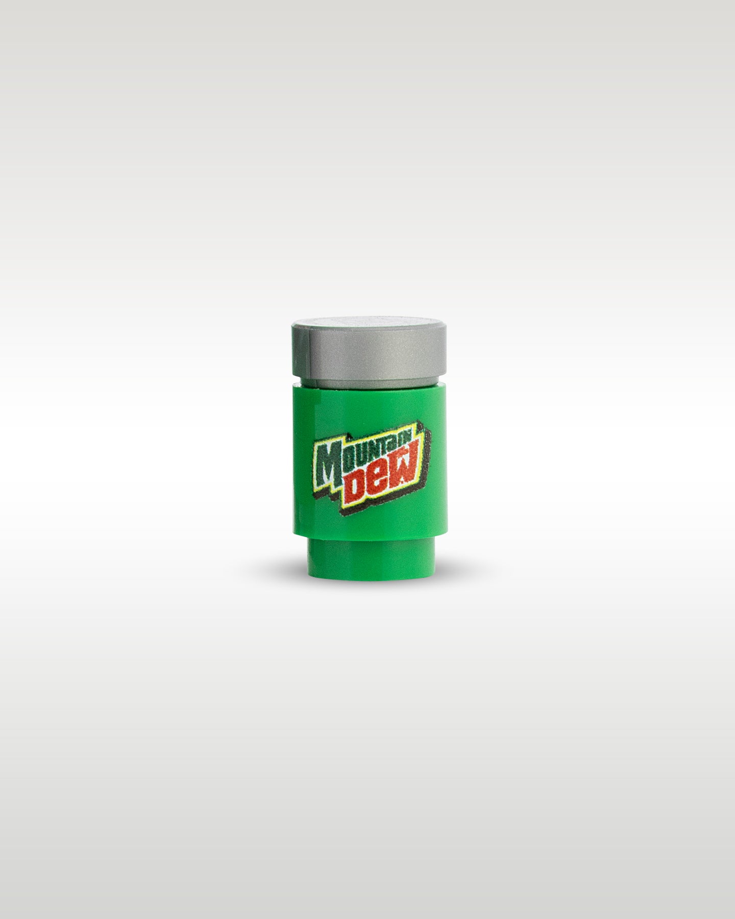 Two piece custom brick-built green Mountain Dew Soda Can