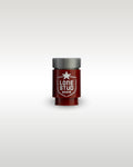 Custom printed Lone Stud beer can accessory by Trader Bricks, featuring a white shield and star parody logo on a dark red 1x1 round brick for Lego minifigures
