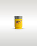 Custom printed Shiner Block beer can accessory by Trader Bricks, featuring a yellow parody logo on a 1x1 round brick for Lego minifigures