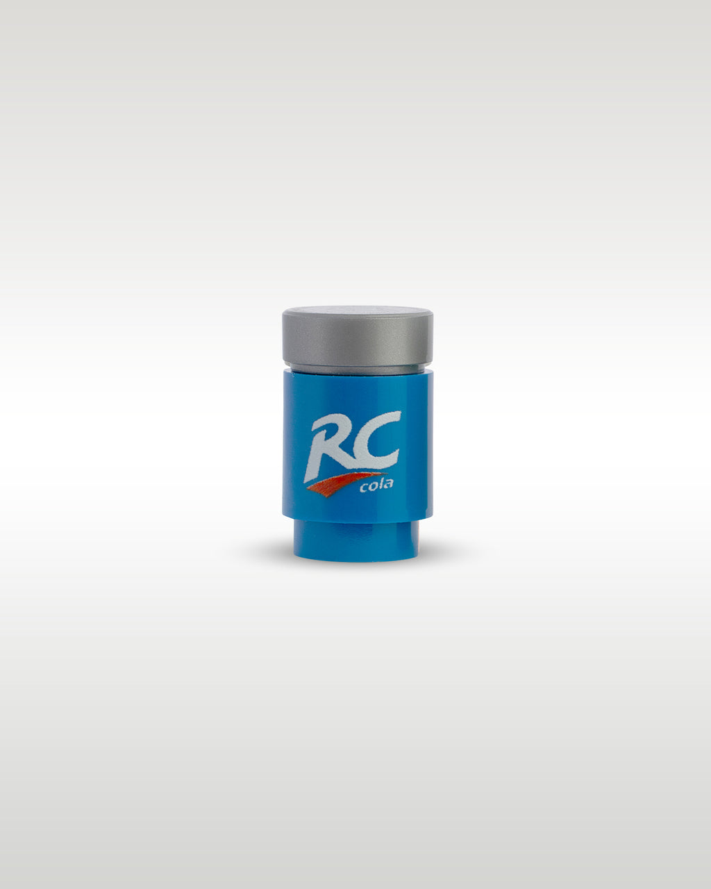 Custom printed RC Cola soda can accessory by Trader Bricks, featuring the classic Royal Crown Cola blue logo design on a 1x1 round brick for Lego minifigures